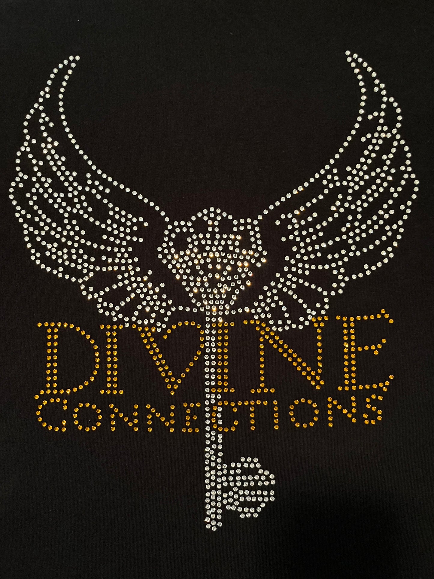 Black T-Shirt with Crystal/Gold Rhinestone