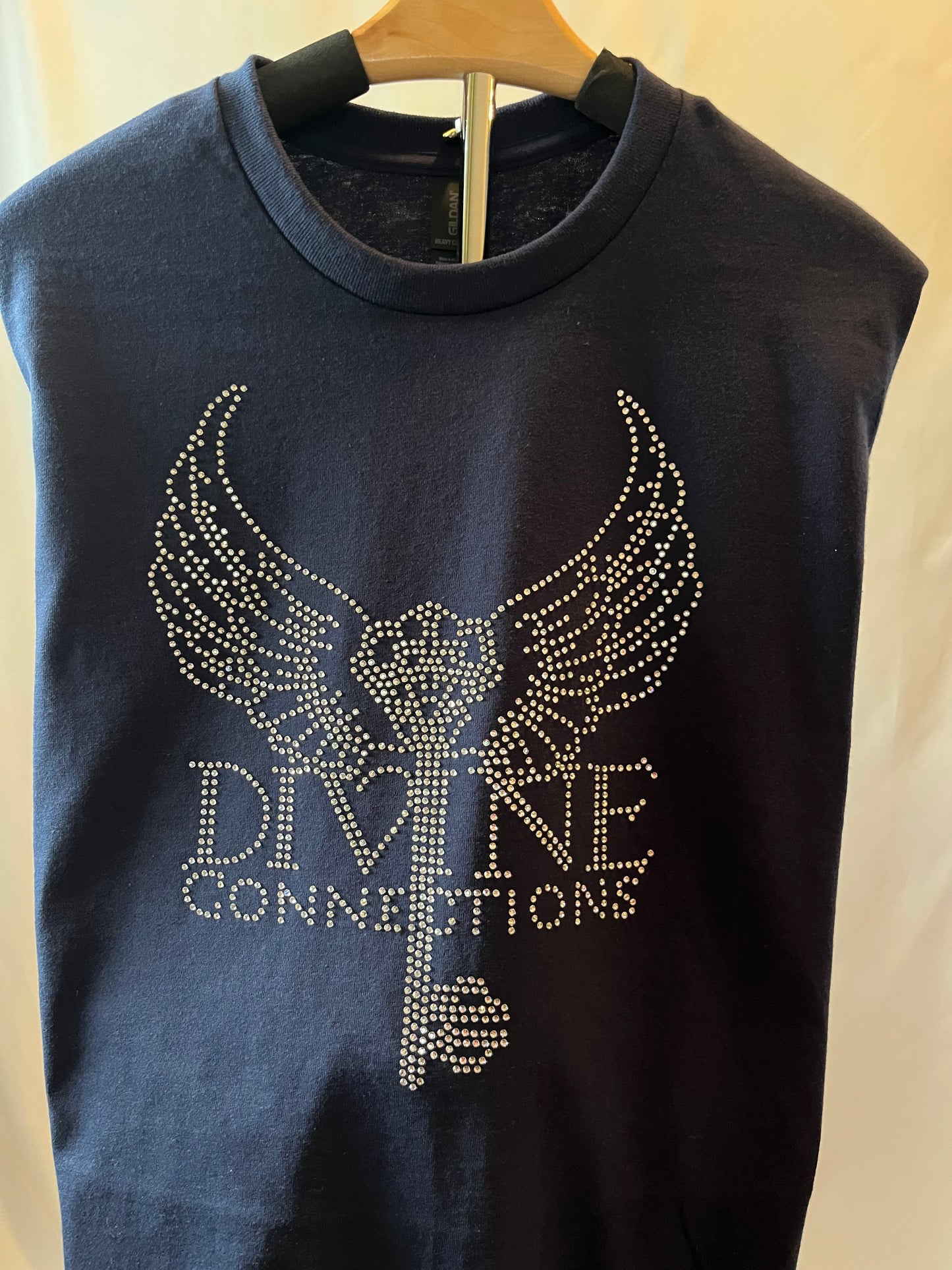 Navy Blue T-Shirt with Crystal Rhinestone