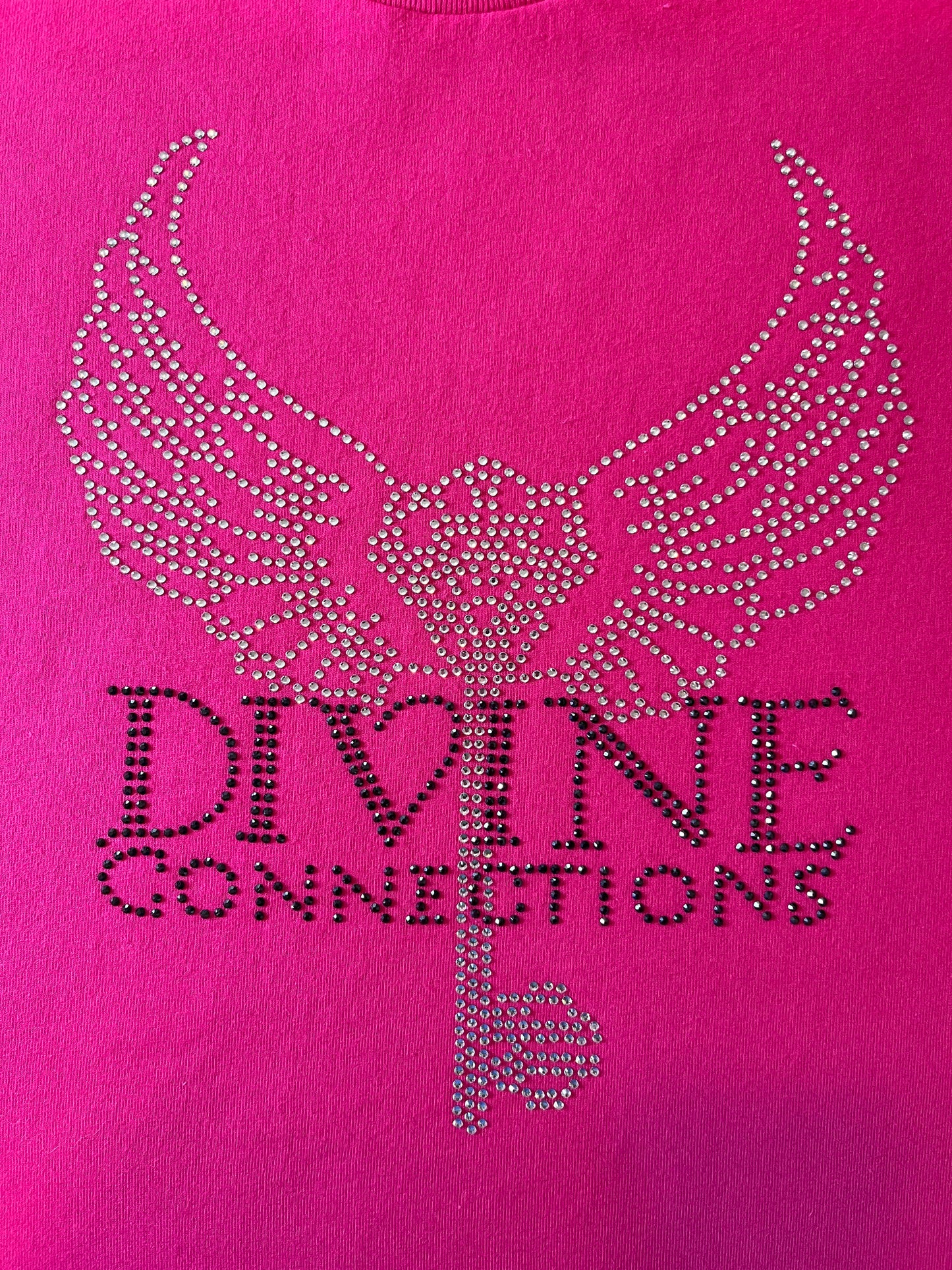 Pink T-Shirt with Crystal/Black Rhinestone