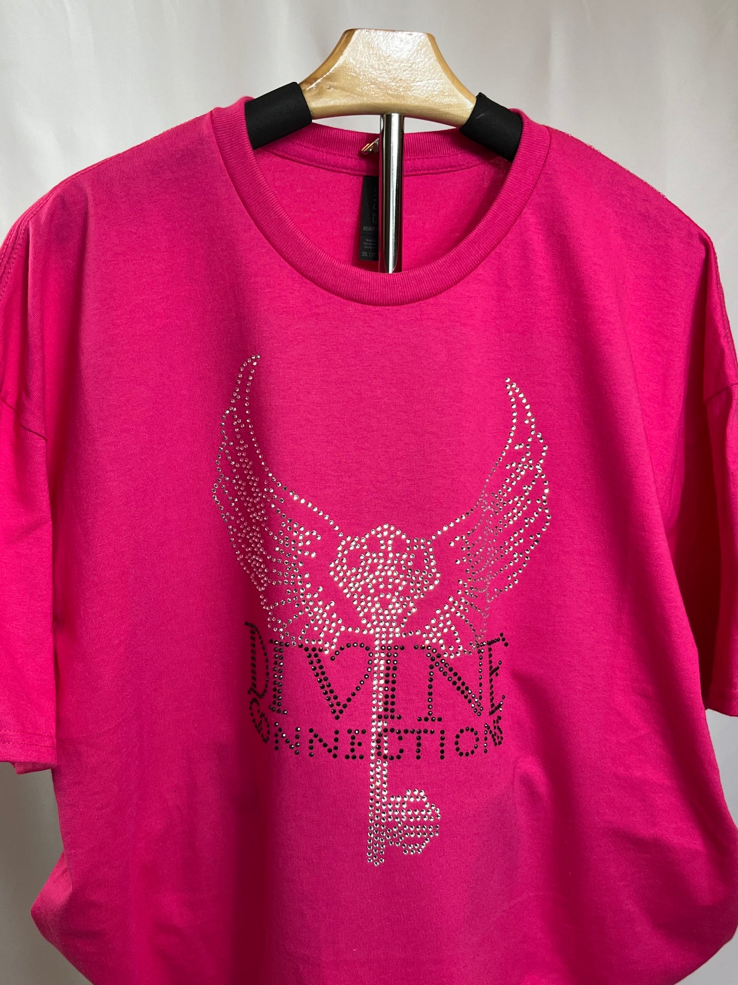 Pink T-Shirt with Crystal/Black Rhinestone