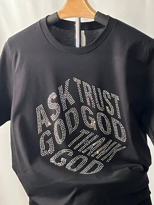 ASK GOD Rhinestone T-Shirt