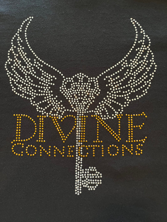 Black T-Shirt with Crystal/Gold Rhinestone