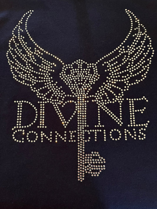 Navy Blue T-Shirt with Crystal Rhinestone