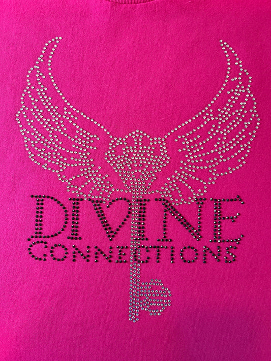 Pink T-Shirt with Crystal/Black Rhinestone