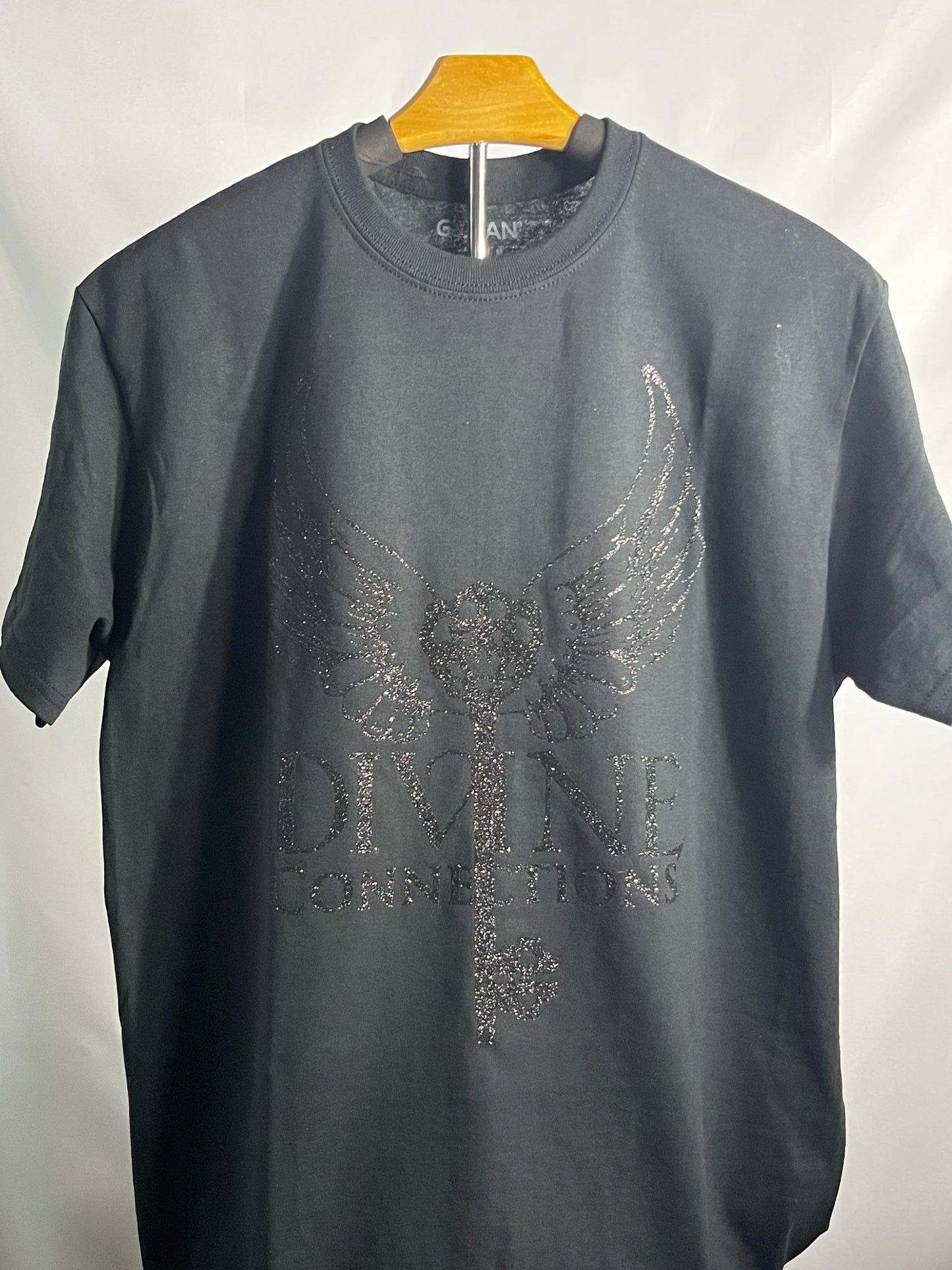 Black on Black Glitter Divine Connections T-Shirt